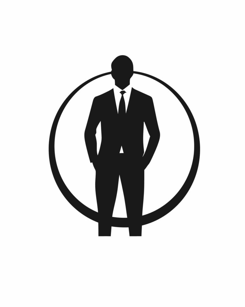 black and white business man logo vector