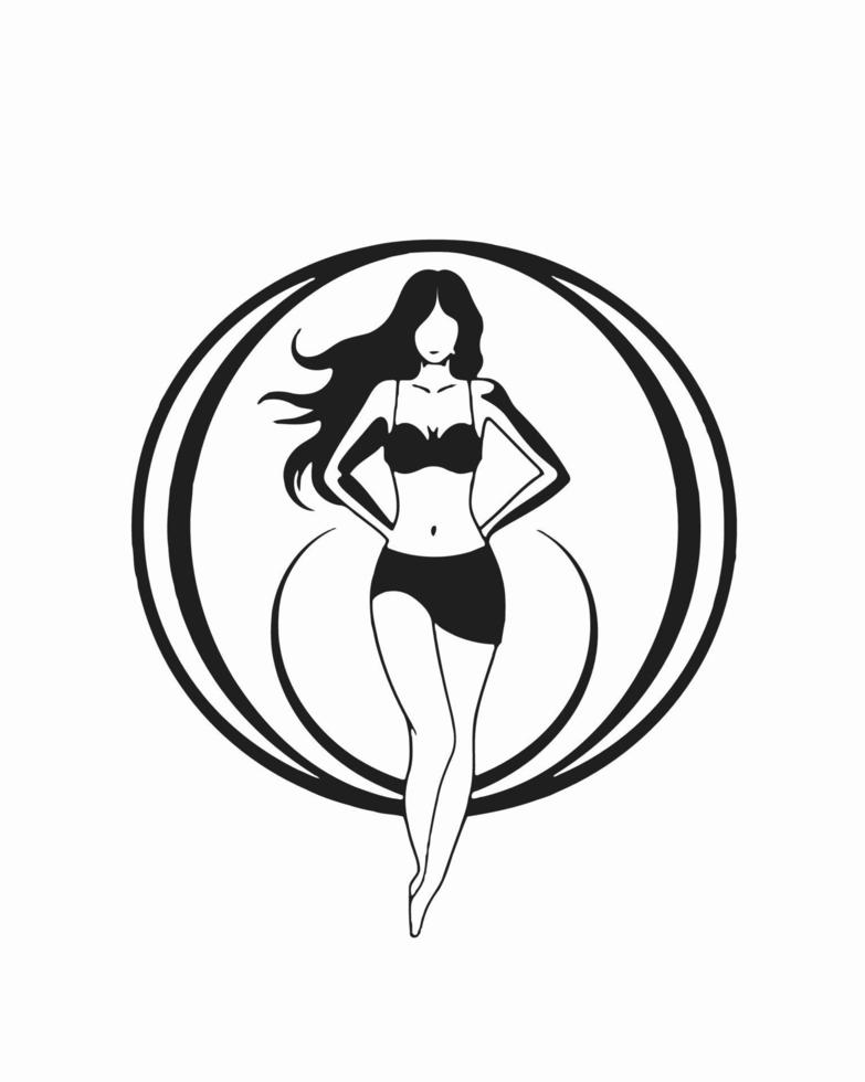 black and white model hands on hips vector