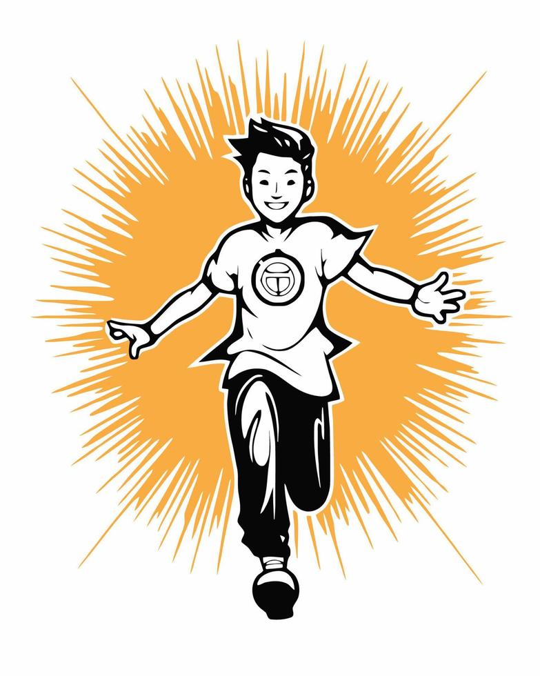 boy with super powers running vector