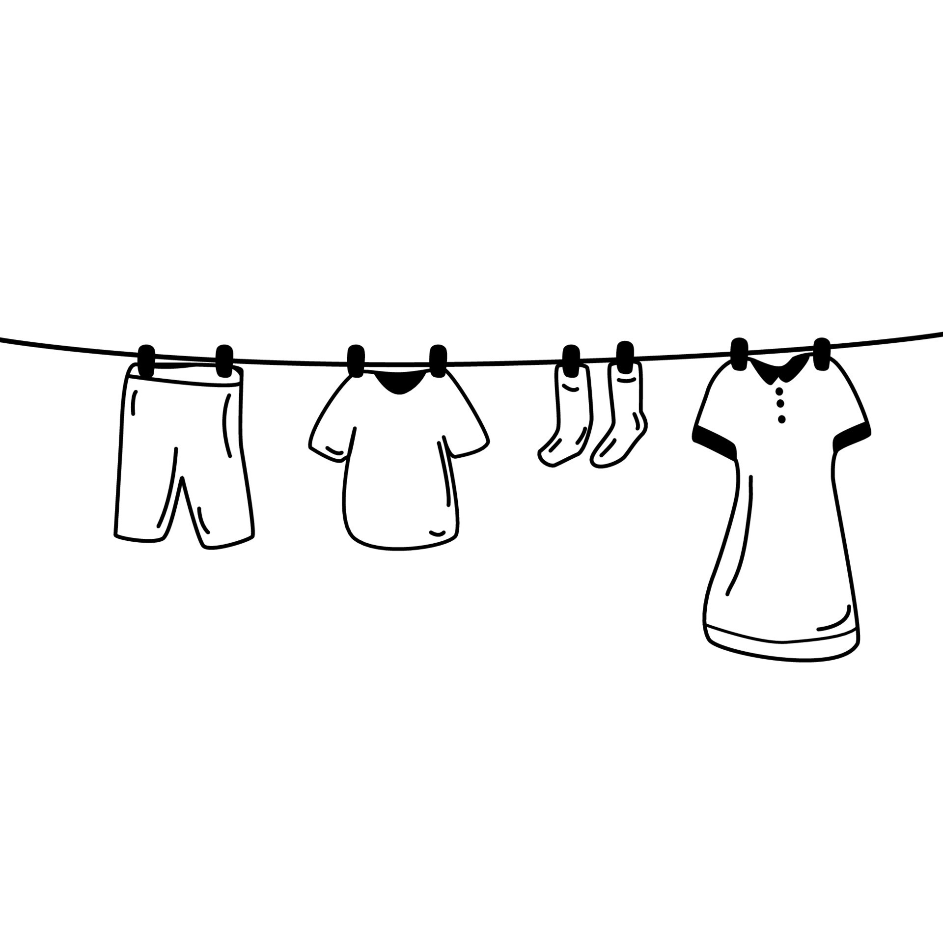 Rope for drying clothes with socks, underpants, T-shirt, shorts,dress ...