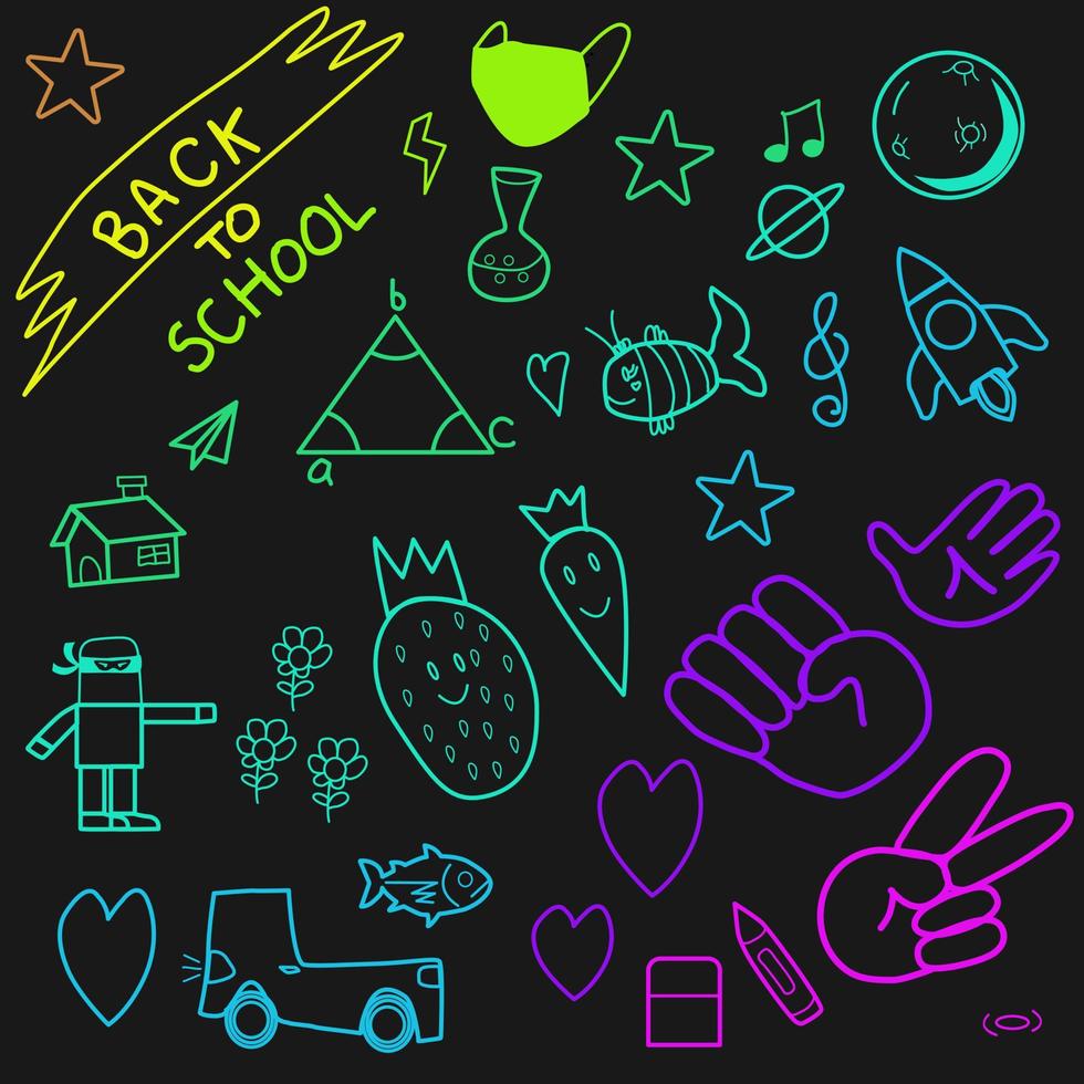 Back to school vector pattern. Concept of education. Back to School lettering style on  blackboard. Vector illustration.