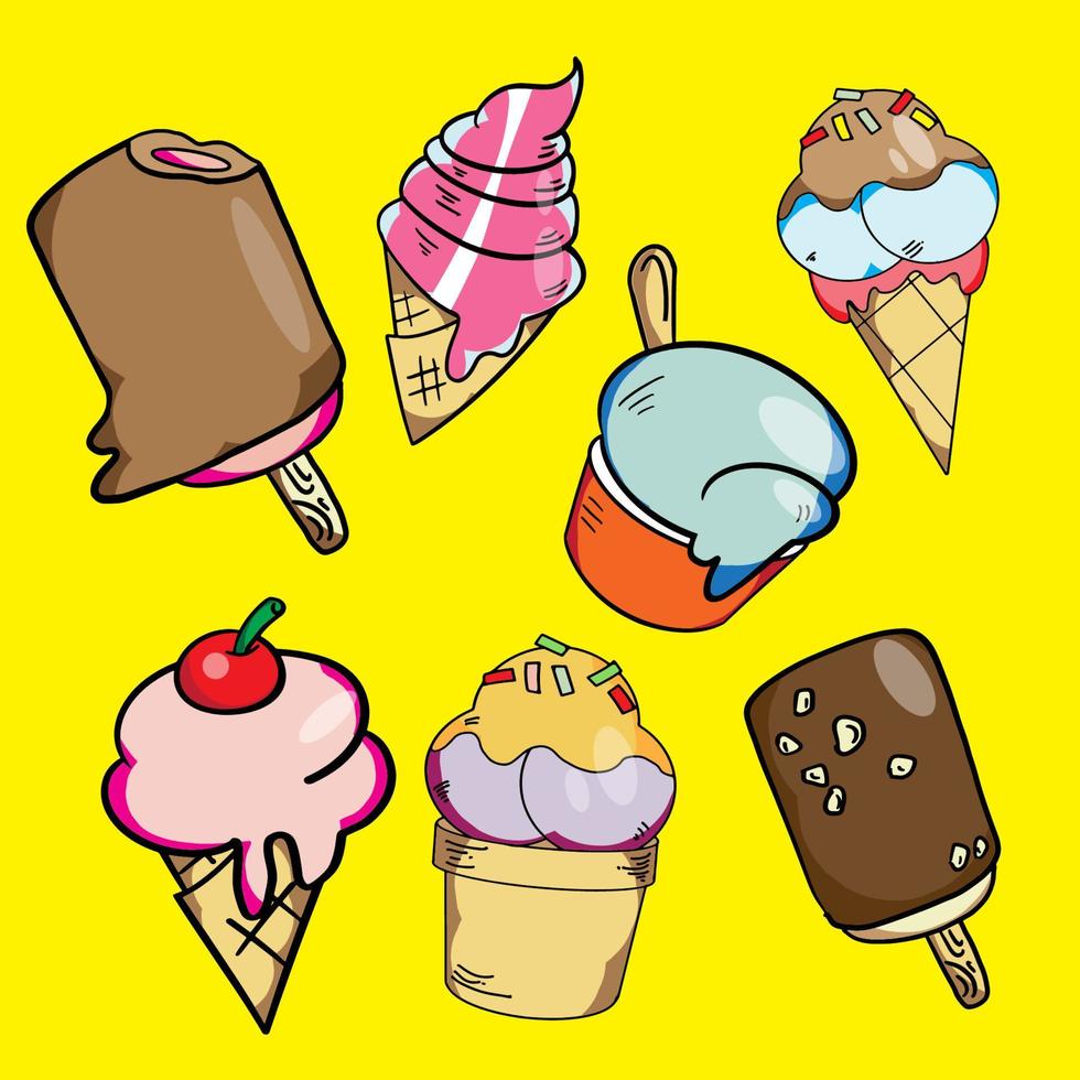 The ice cream vector bundle set for food concept