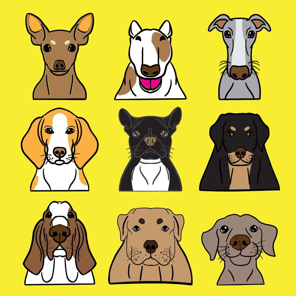 Dog face vector bundle set for pet or animal concept