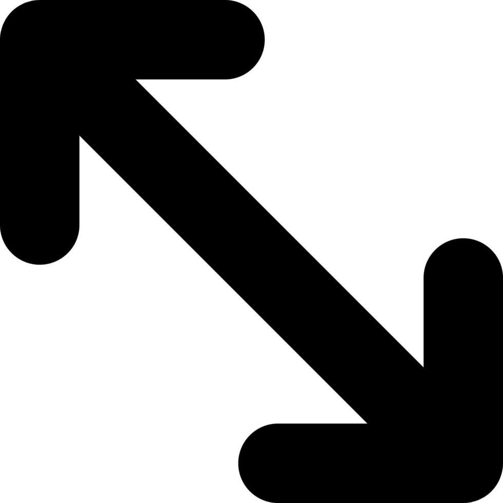 Expand black glyph ui icon. Gesture on touch screen. Zoom out player window. User interface design. Silhouette symbol on white space. Solid pictogram for web, mobile. Isolated vector illustration