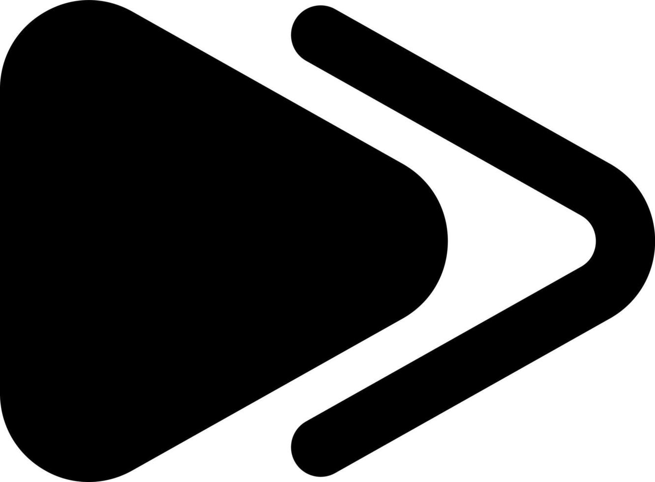Fast forward button black glyph ui icon. Music player bar. Switch to next song. User interface design. Silhouette symbol on white space. Solid pictogram for web, mobile. Isolated vector illustration