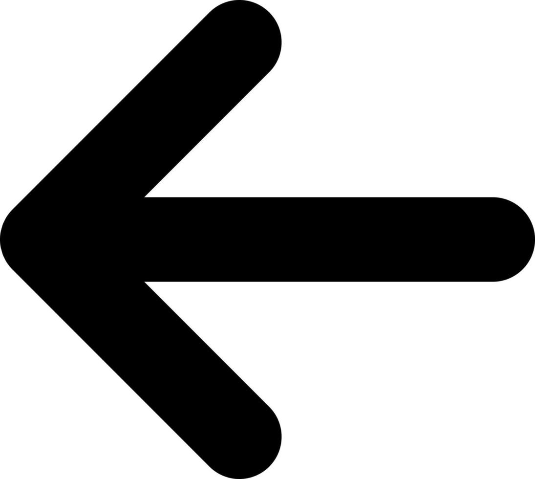 Leftwards arrow black glyph ui icon. Pressing left. Setting menu. Selection mode. User interface design. Silhouette symbol on white space. Solid pictogram for web, mobile. Isolated vector illustration