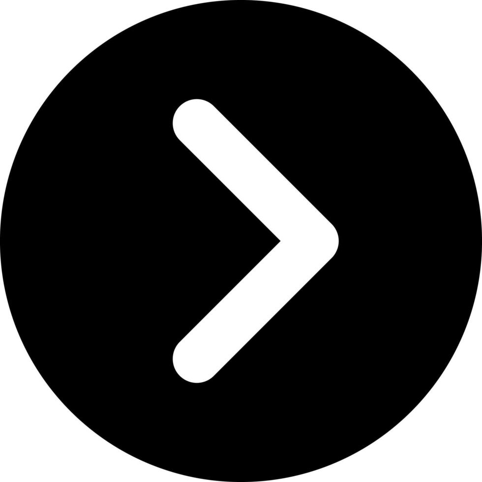 Arrow right button black glyph ui icon. Next track. Toolbar. Menu command. User interface design. Silhouette symbol on white space. Solid pictogram for web, mobile. Isolated vector illustration