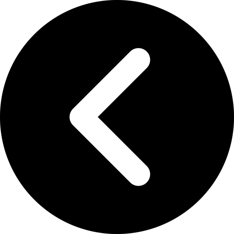 Arrow left button black glyph ui icon. Move back. Toolbar. Previous track. User interface design. Silhouette symbol on white space. Solid pictogram for web, mobile. Isolated vector illustration