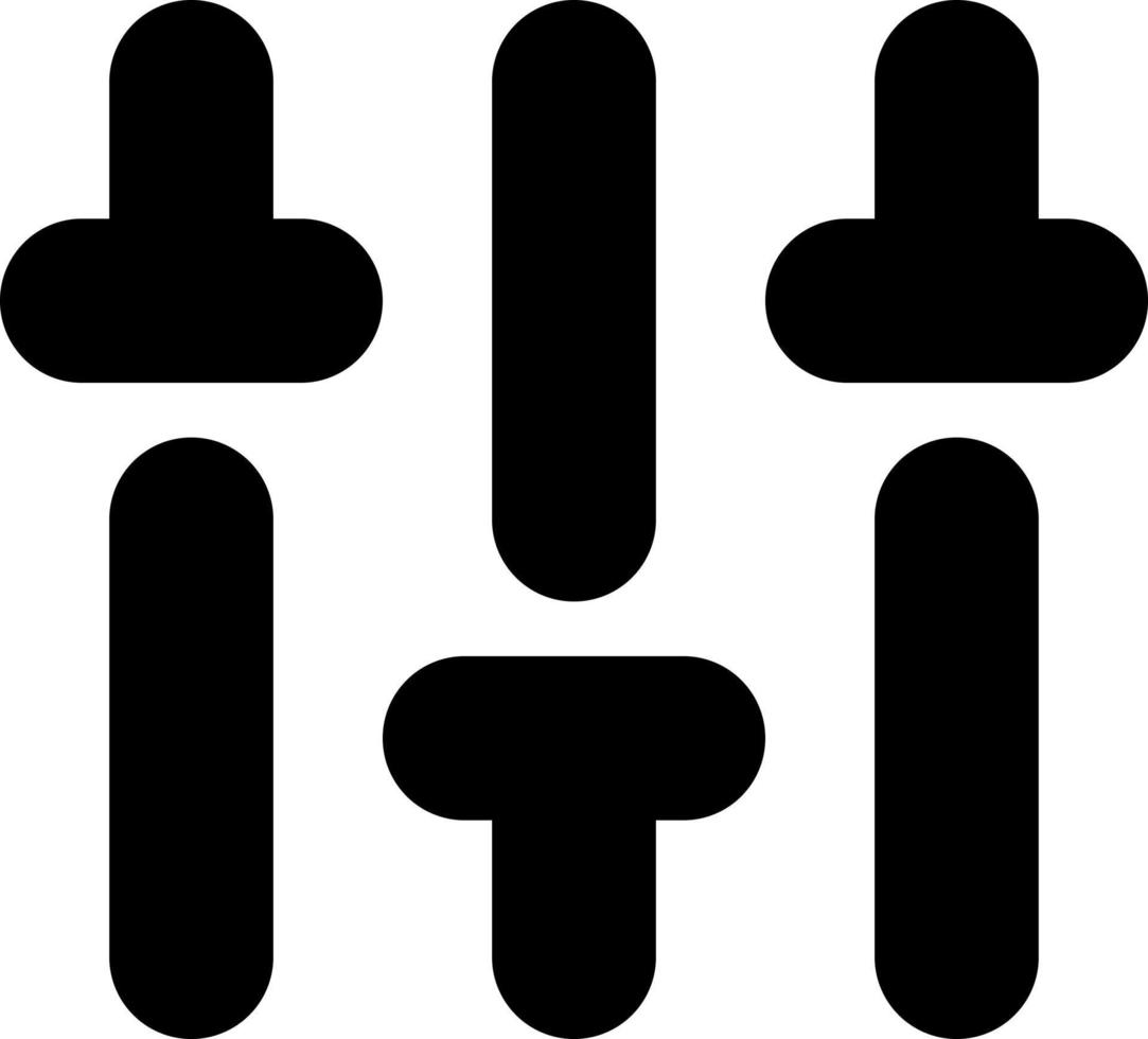 Vertical adjustment black glyph ui icon. Sound control. Music level adjust. User interface design. Silhouette symbol on white space. Solid pictogram for web, mobile. Isolated vector illustration