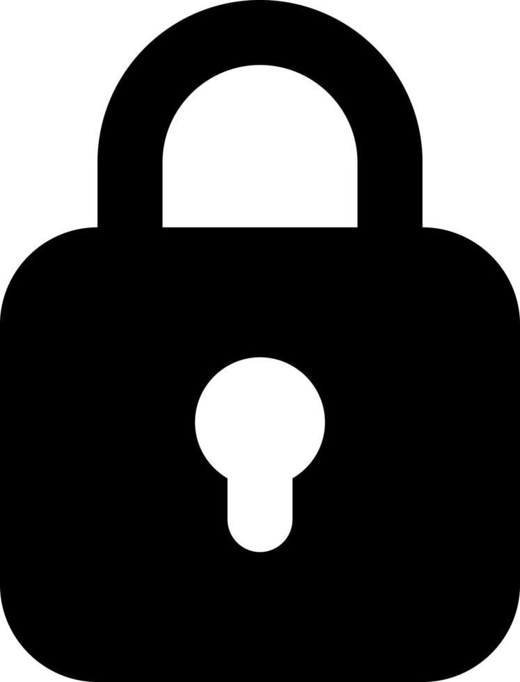 Locked padlock black glyph ui icon. Restrict access. Security settings. User interface design. Silhouette symbol on white space. Solid pictogram for web, mobile. Isolated vector illustration