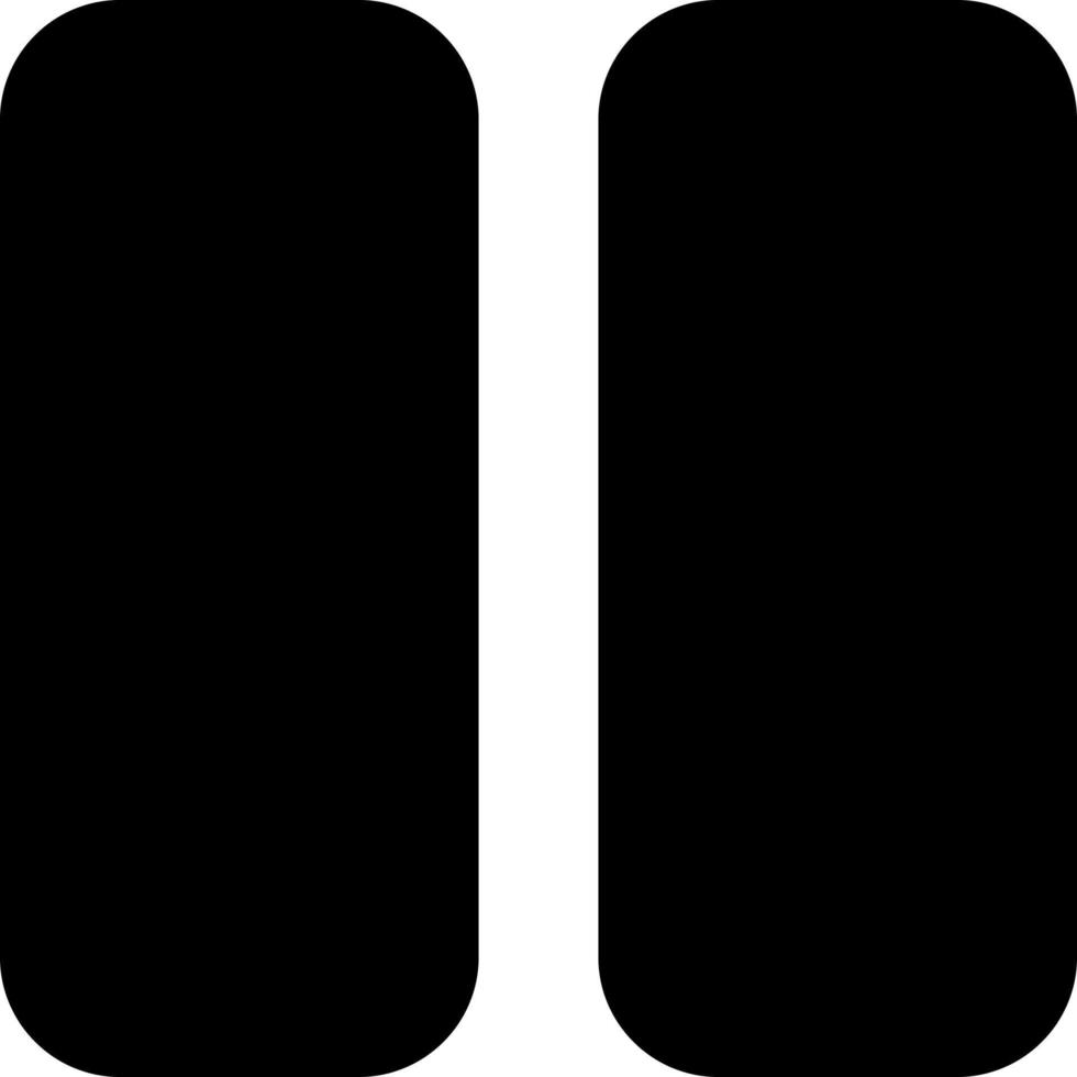 Pause button black glyph ui icon. Music player bar. Playing multimedia file. User interface design. Silhouette symbol on white space. Solid pictogram for web, mobile. Isolated vector illustration