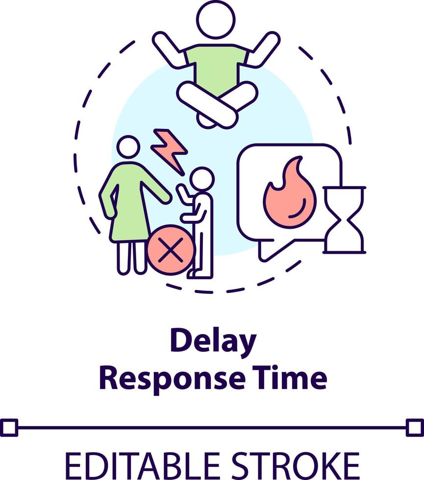 Delay response time concept icon. Foster emotional regulation in children abstract idea thin line illustration. Isolated outline drawing. Editable stroke vector