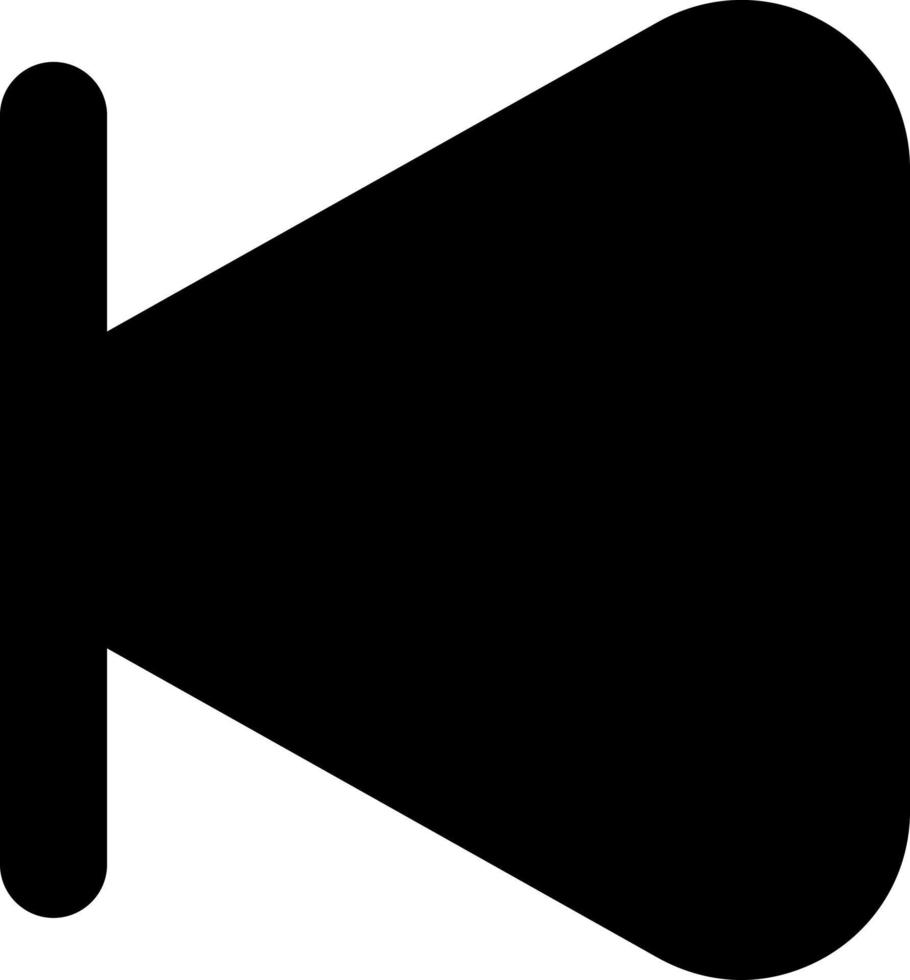 Skip previous button black glyph ui icon. Music player. Playing multimedia file. User interface design. Silhouette symbol on white space. Solid pictogram for web, mobile. Isolated vector illustration