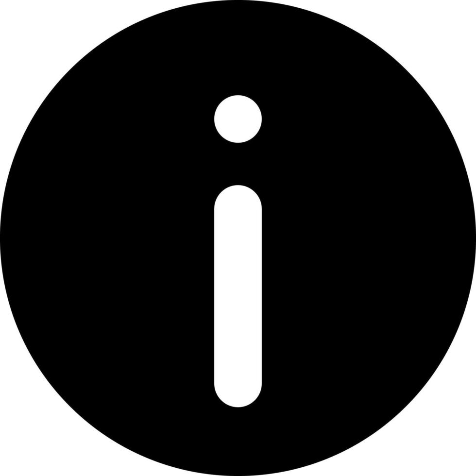 Info black glyph ui icon. Additional information. Updates. Show helpful text. User interface design. Silhouette symbol on white space. Solid pictogram for web, mobile. Isolated vector illustration