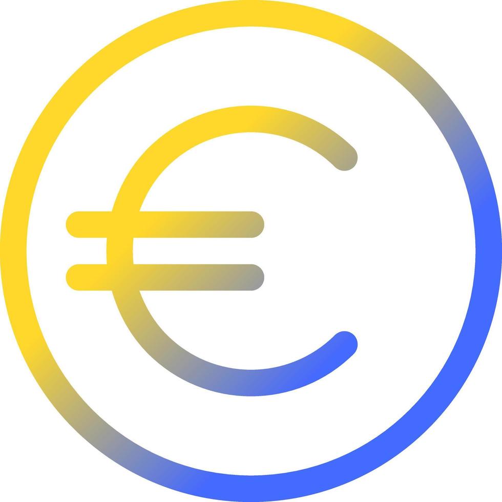 Euro coin pixel perfect gradient linear ui icon. Currency and money. Euro cent. Finance and banking. Line color user interface symbol. Modern style pictogram. Vector isolated outline illustration
