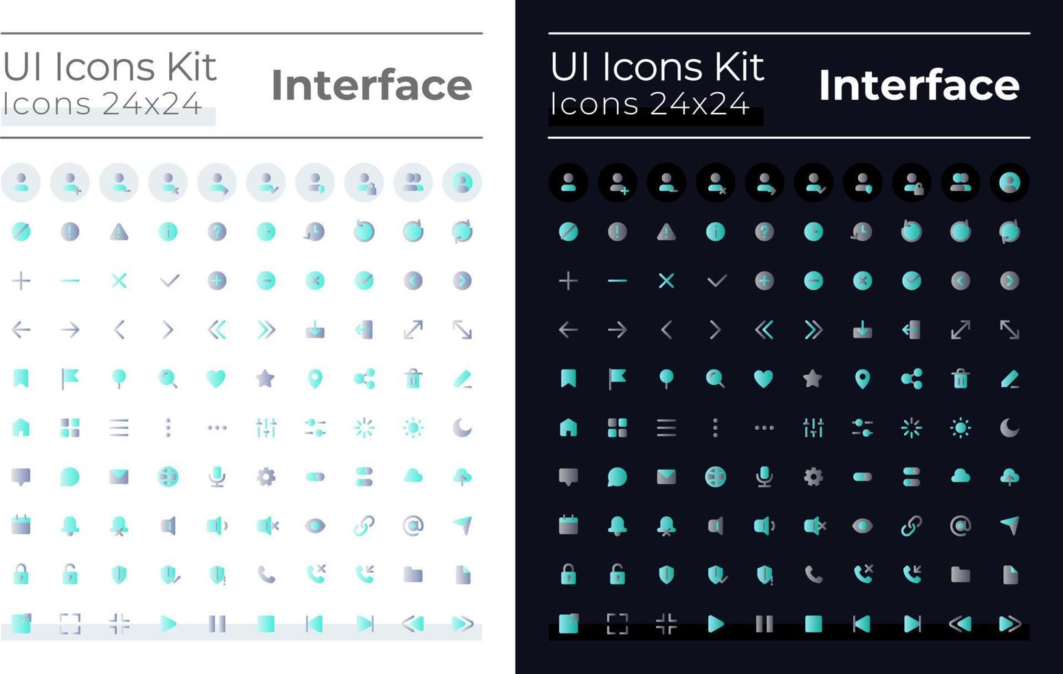 Minimalistic and simple looking flat gradient color ui icons set for dark, light mode. Navigation. Vector isolated RGB pictograms. GUI, UX design for web, mobile