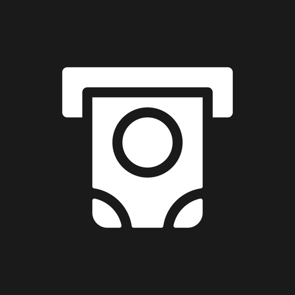 Money dispenser dark mode glyph ui icon. Automated teller machine. User interface design. White silhouette symbol on black space. Solid pictogram for web, mobile. Vector isolated illustration