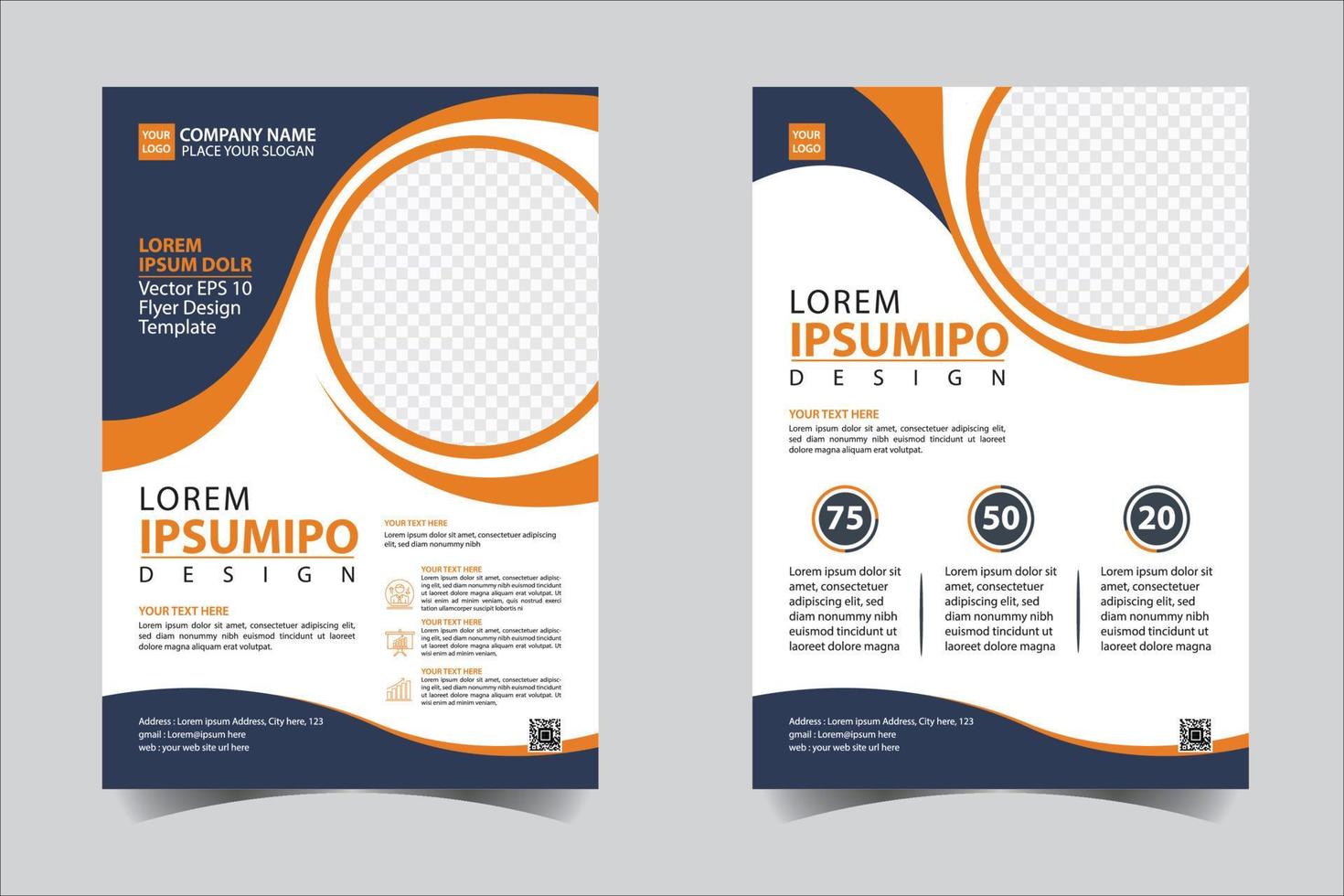Orange and Black business annual report brochure flyer design template vector, Leaflet cover presentation abstract geometric background, modern publication poster magazine, layout in A4 size vector