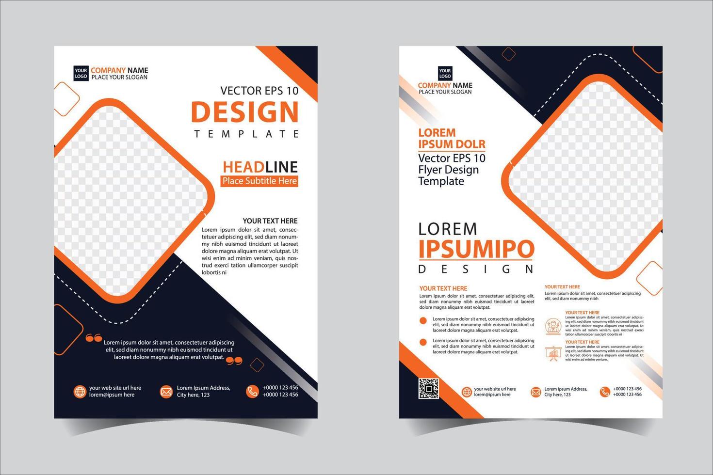 Orange and Black business annual report brochure flyer design template vector, Leaflet cover presentation abstract geometric background, modern publication poster magazine, layout in A4 size vector