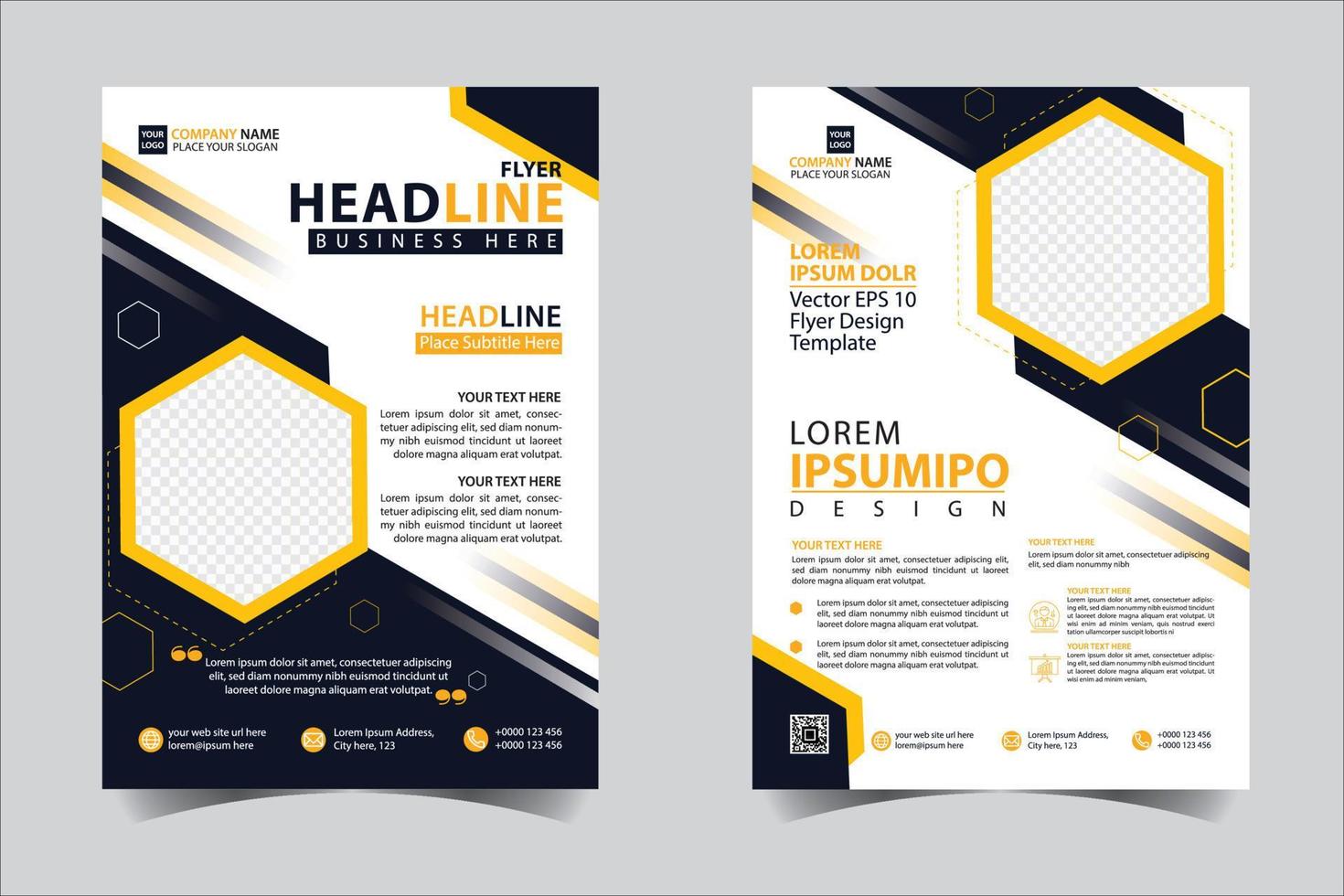 Yellow and Black business annual report brochure flyer design template vector, Leaflet cover presentation abstract geometric background, modern publication poster magazine, layout in A4 size vector