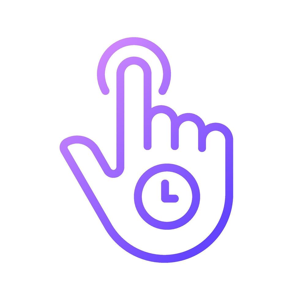 Hold gradient linear vector icon. Long press. Touchscreen control gesture. Smartphone navigation. Show more options. Thin line color symbol. Modern style pictogram. Vector isolated outline drawing