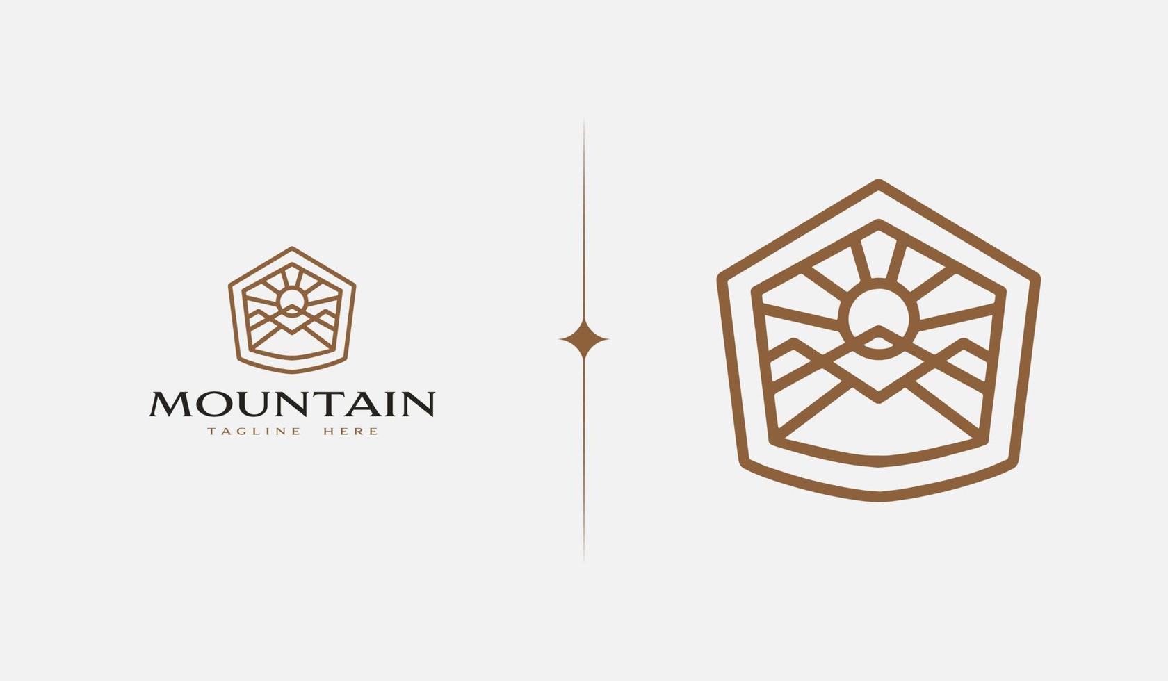 Mountain monoline. Universal creative premium symbol. Vector sign icon logo template. Vector illustration