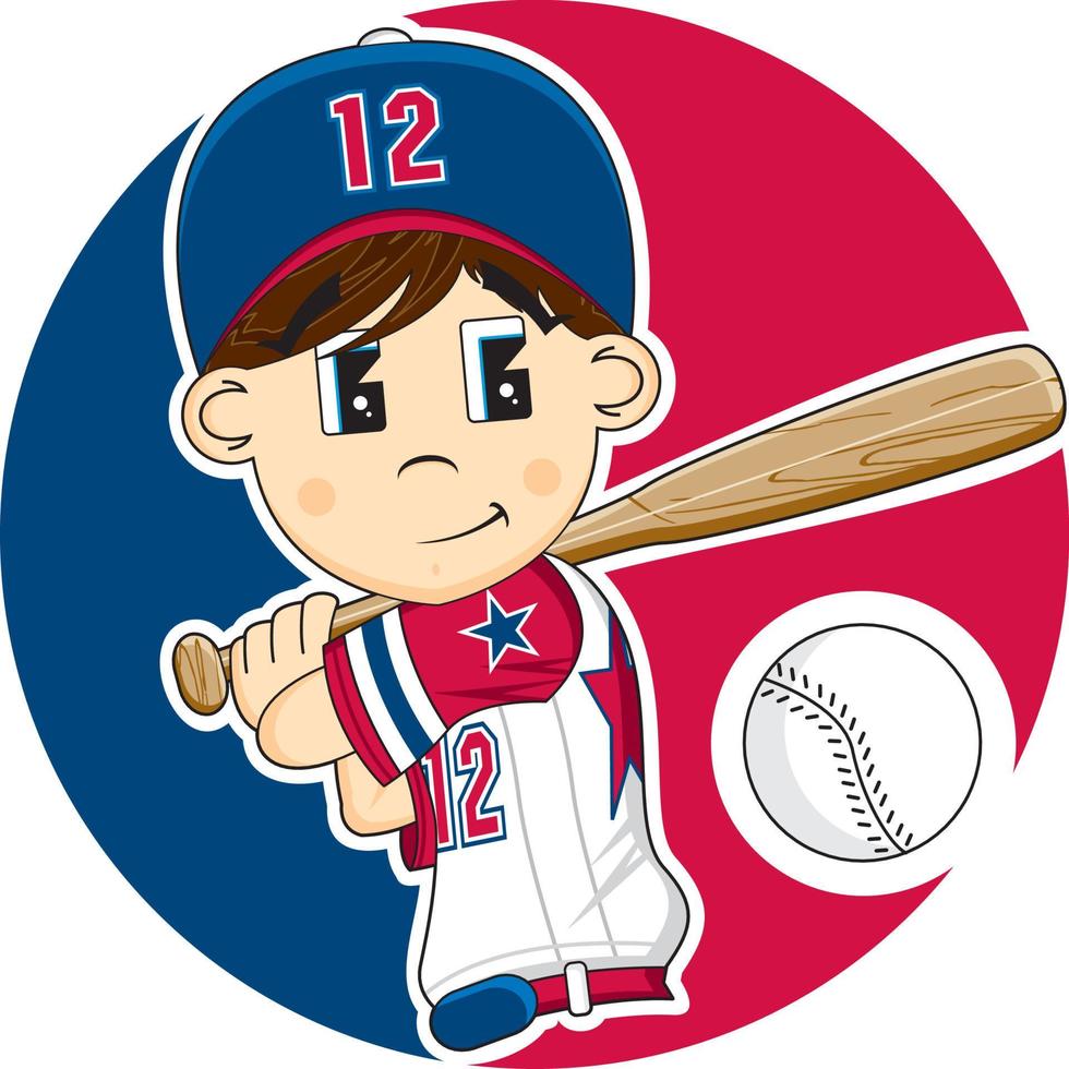 linda dibujos animados béisbol jugador deporte y ocio ilustración vector