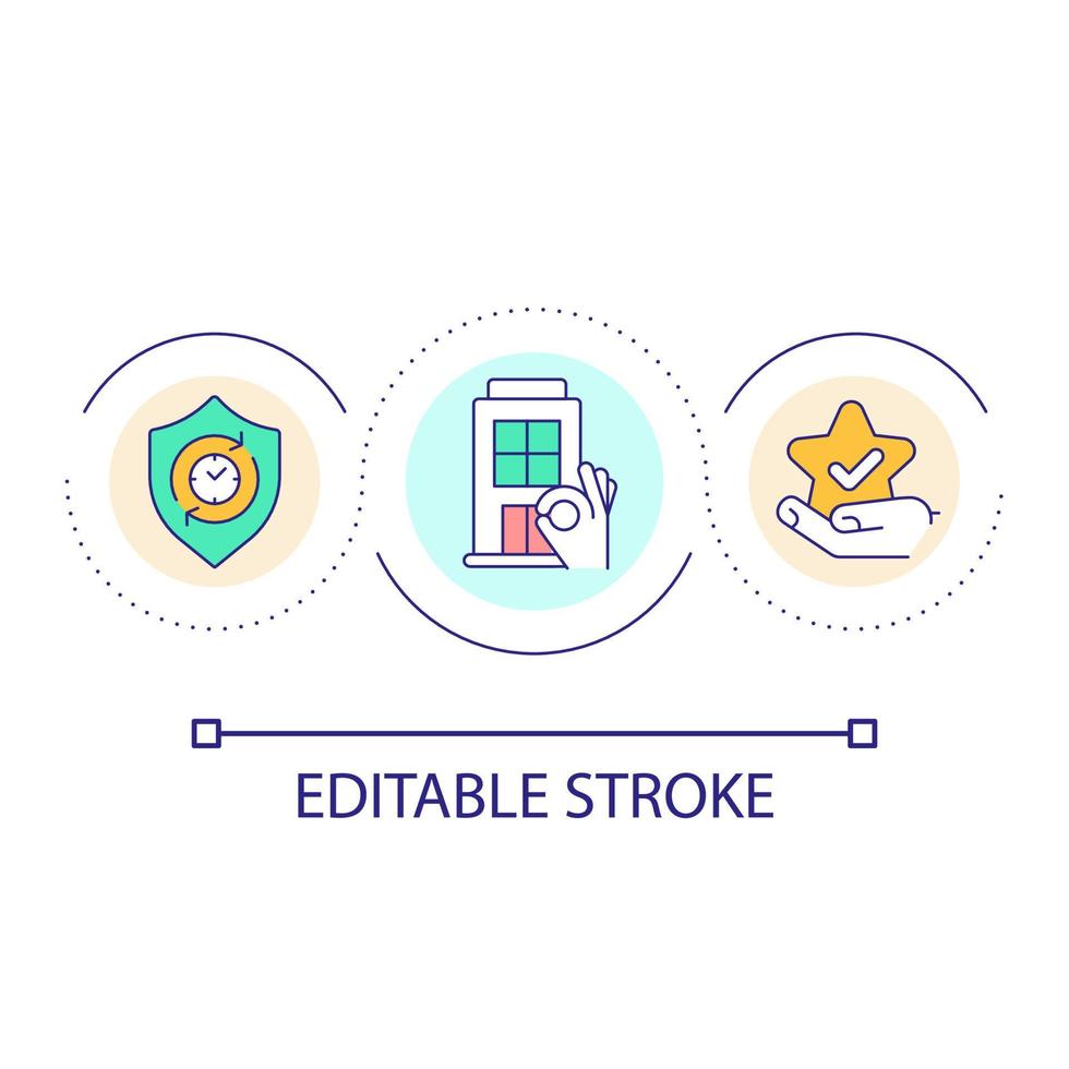 Urban services quality loop concept icon. Comfort and security for citizens. City infrastructure abstract idea thin line illustration. Isolated outline drawing. Editable stroke vector
