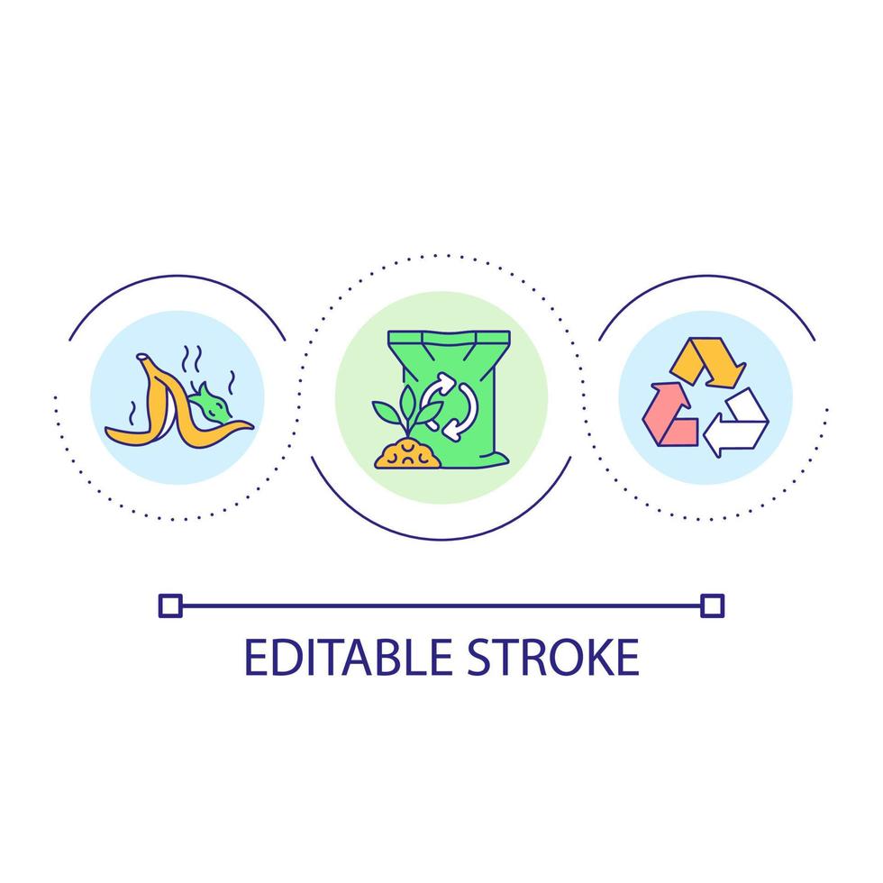 Organic waste recycling loop concept icon. Sustainable industry. Eco friendly manufacture abstract idea thin line illustration. Isolated outline drawing. Editable stroke vector
