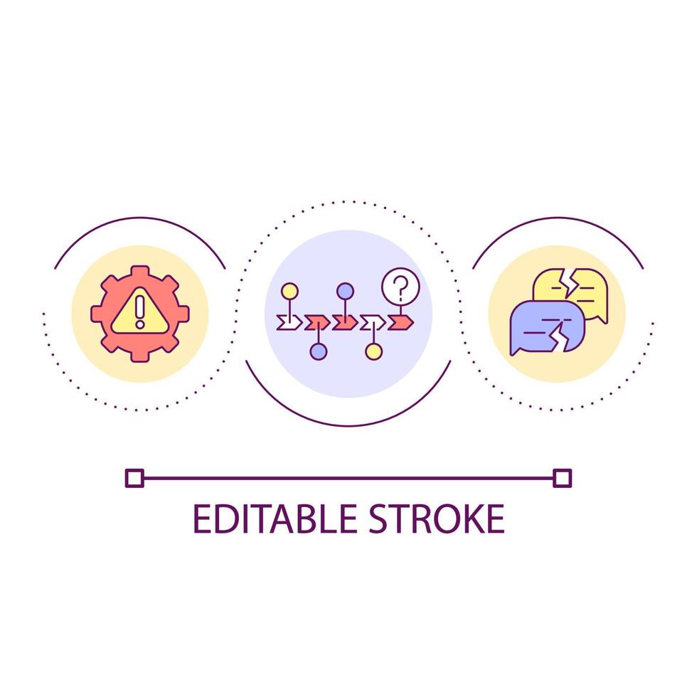 Beware for wrong direction loop concept icon. Prediction of possible risks. Crisis management abstract idea thin line illustration. Isolated outline drawing. Editable stroke vector