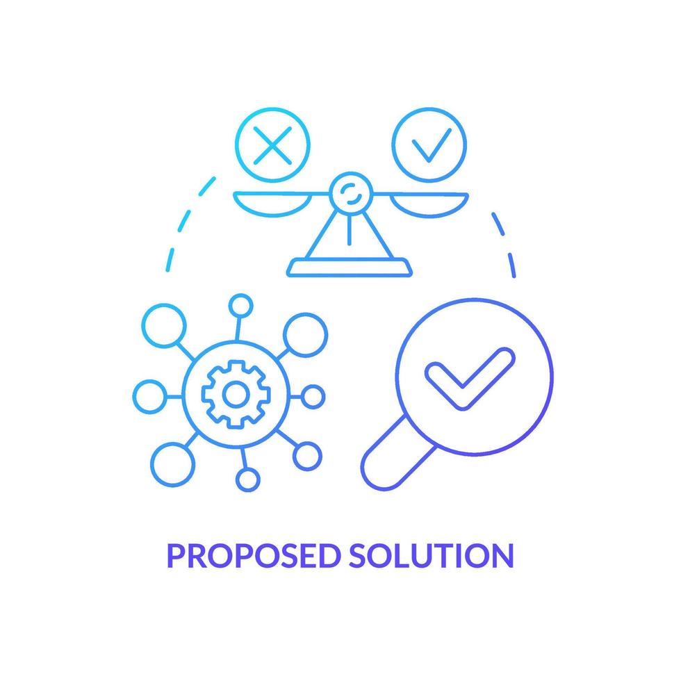 Proposed solution blue gradient concept icon. Decision making for best result. Case drafting abstract idea thin line illustration. Isolated outline drawing vector