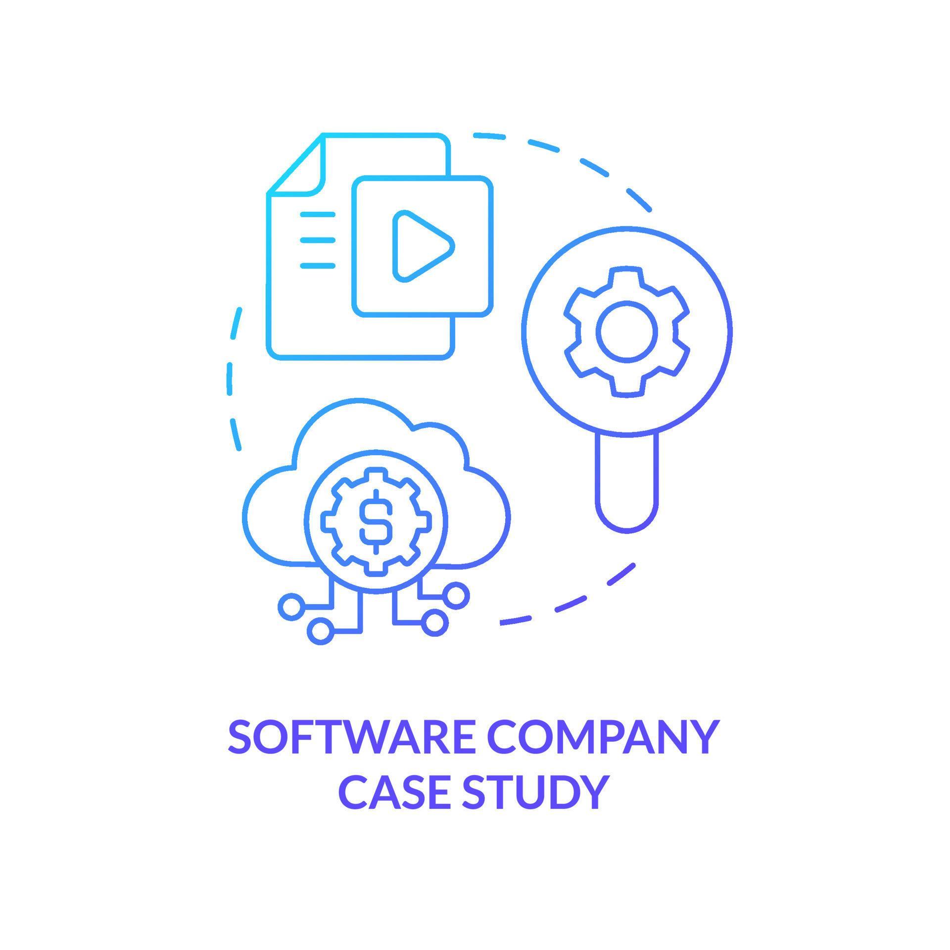 Software company case study blue gradient concept icon. IT industry ...
