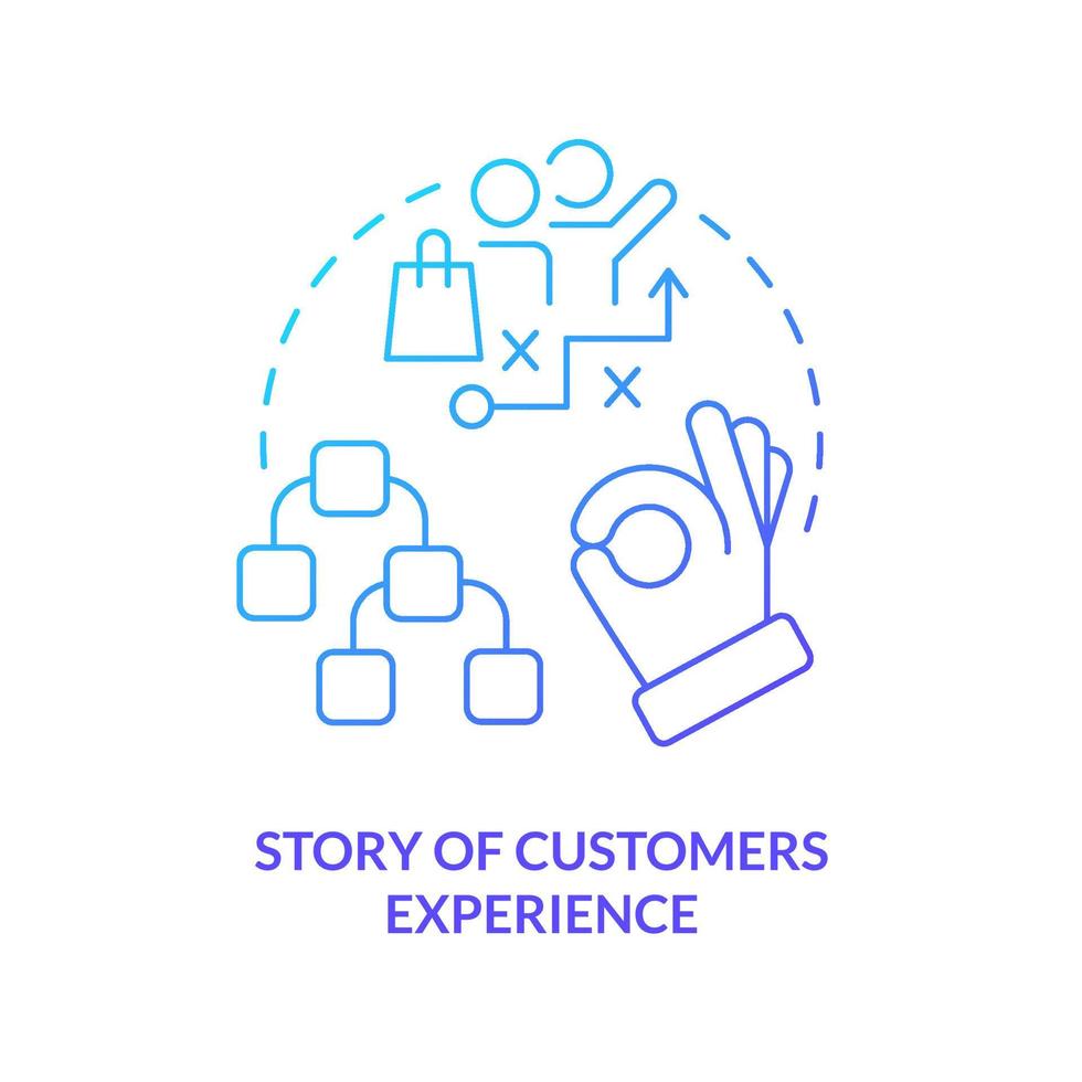 Story of customers experience blue gradient concept icon. Sharing opinion. Element of case study abstract idea thin line illustration. Isolated outline drawing vector