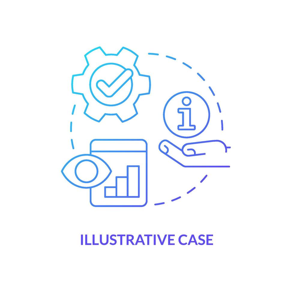 Illustrative case blue gradient concept icon. Descriptive method usage. Type of processes study abstract idea thin line illustration. Isolated outline drawing vector