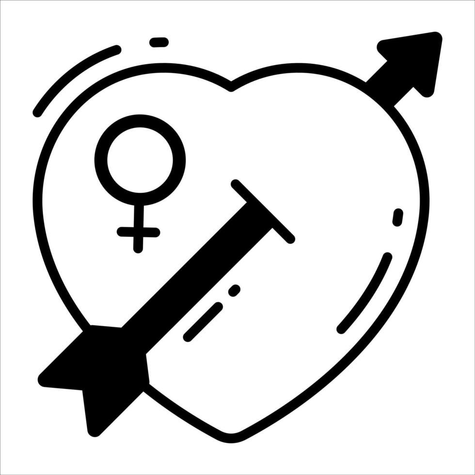 Cupid heart with female gender symbol, women day vector design