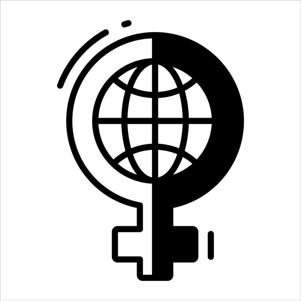 World globe inside the feminine symbol, icon of world women day vector