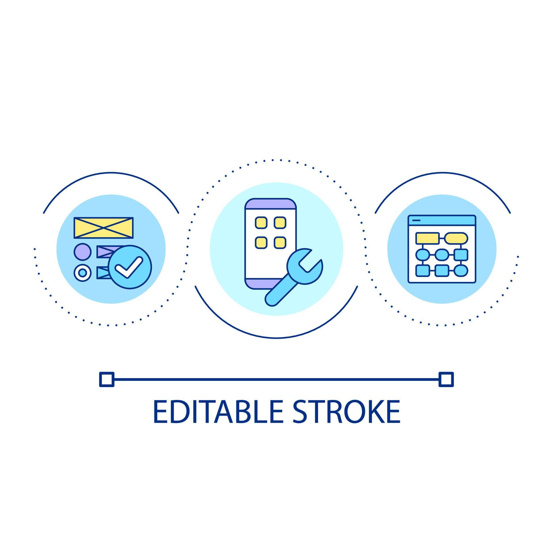 Mobile app interface building loop concept icon. Choosing elements of ...