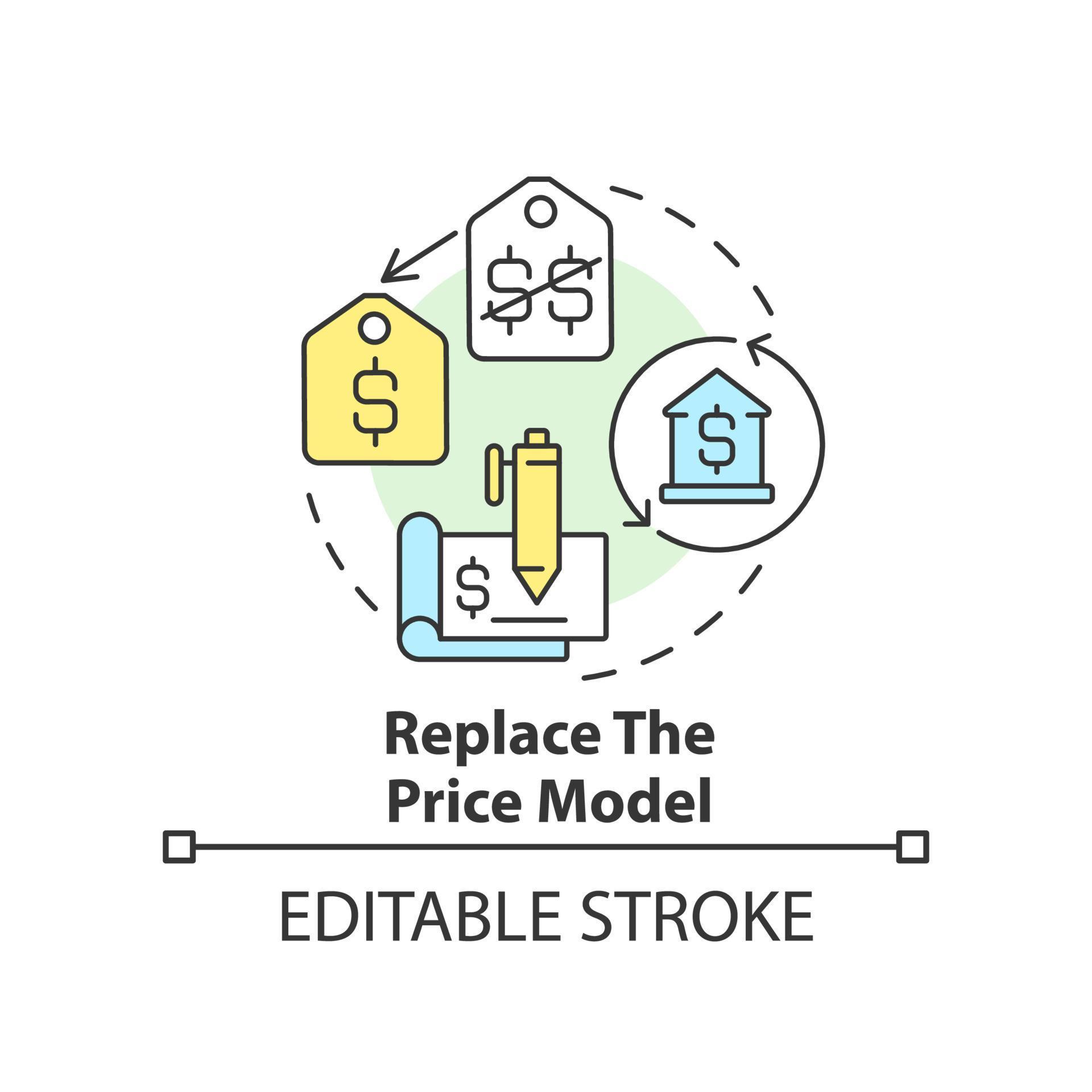 Replace price model concept icon. Change cost. Dealing with inflation
