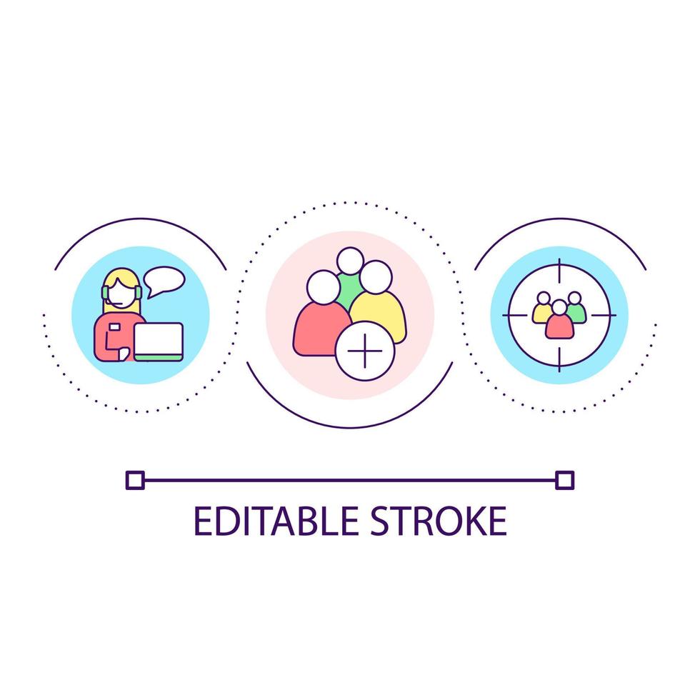 Customer engagement loop concept icon. Target audience attracting. Manager consultation abstract idea thin line illustration. Isolated outline drawing. Editable stroke vector