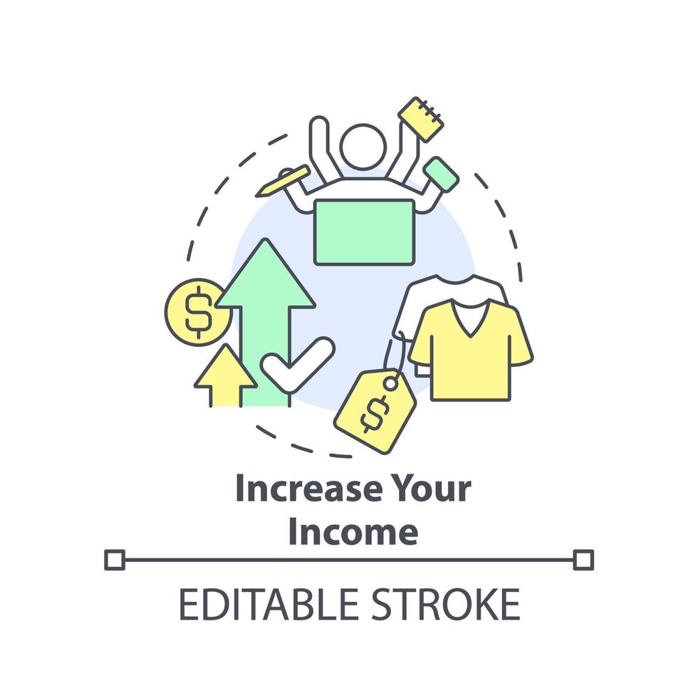 Increase your income concept icon. Change job for better pay. Budgeting for inflation abstract idea thin line illustration. Isolated outline drawing. Editable stroke vector