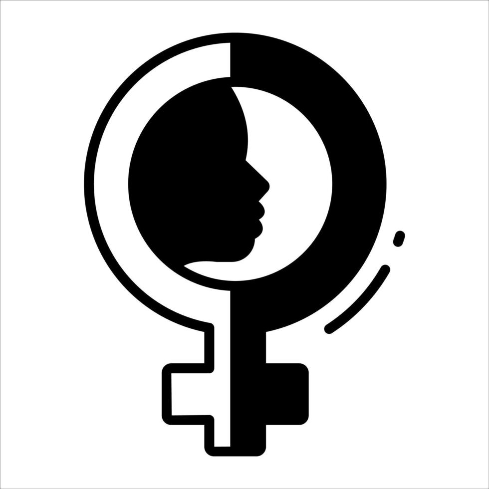 Woman face inside female gender symbol, vector design of feminism