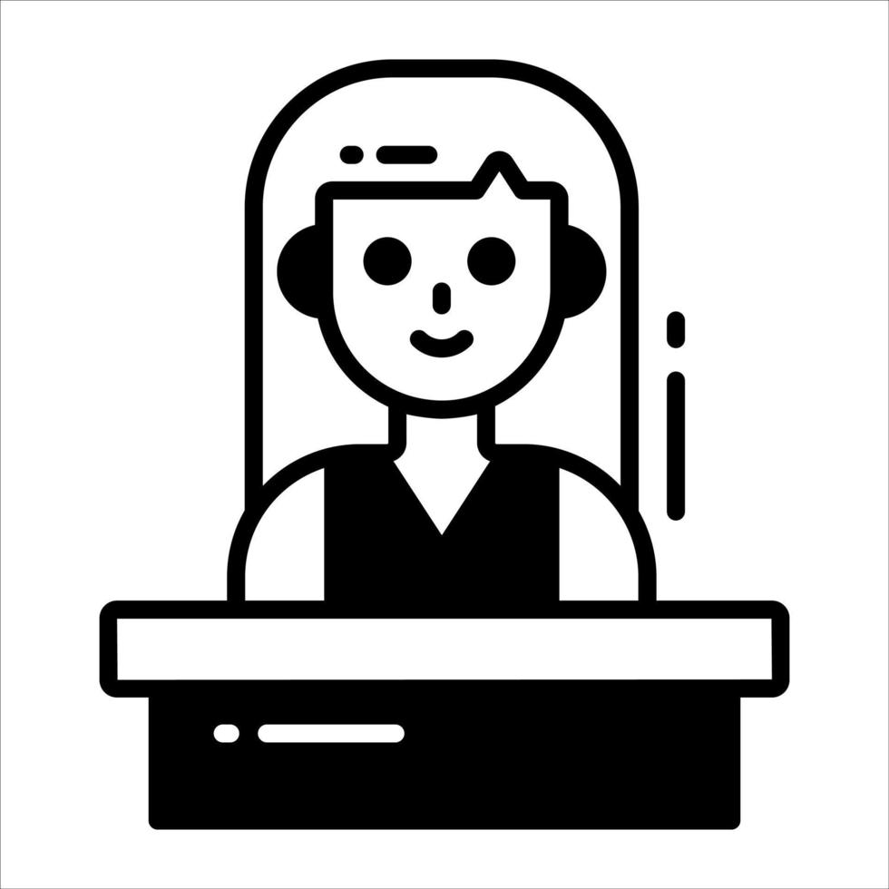 Female in front of dais, icon of speech in modern style vector