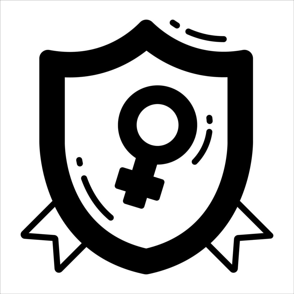 Shield badge having female symbol concept of women day badge vector