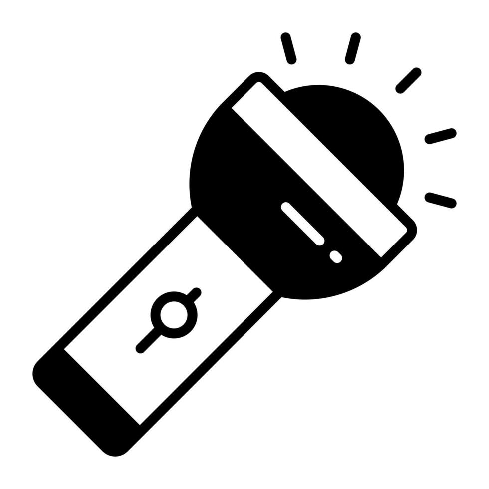 Premium vector of torch, portable torchlight icon in trendy style