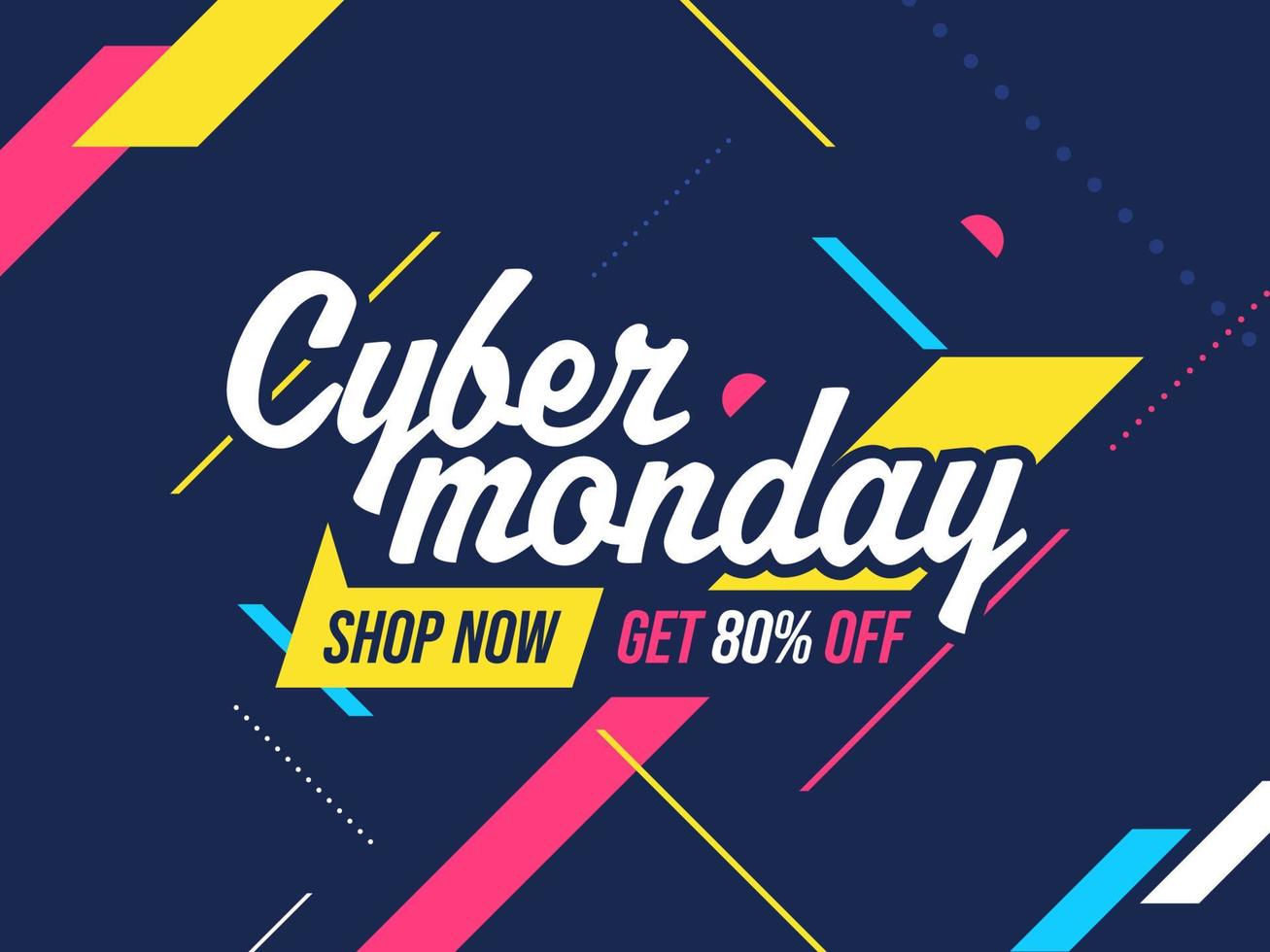Cyber Monday Font with Discount Offer on Abstract Blue Background for Sale. vector
