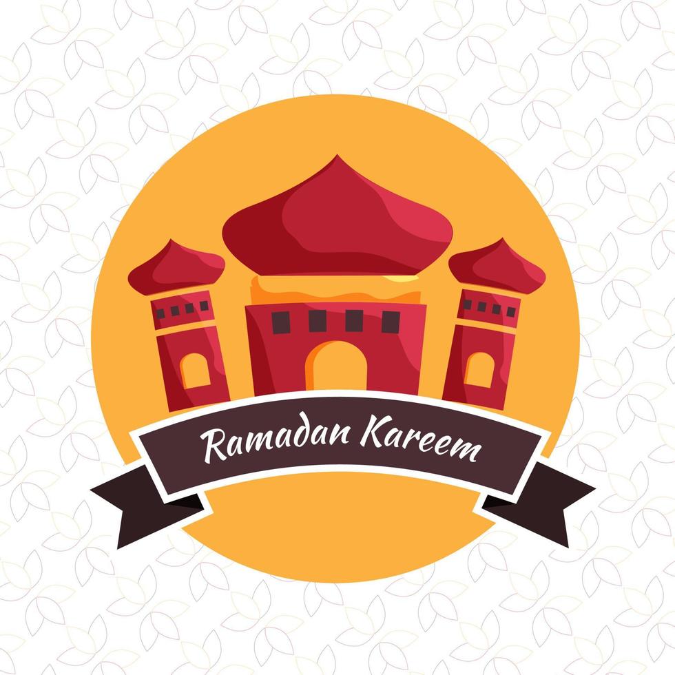 Islamic Holy Month of Ramadan Concept with Mosque Illustration on Yellow and White Textured Background. vector