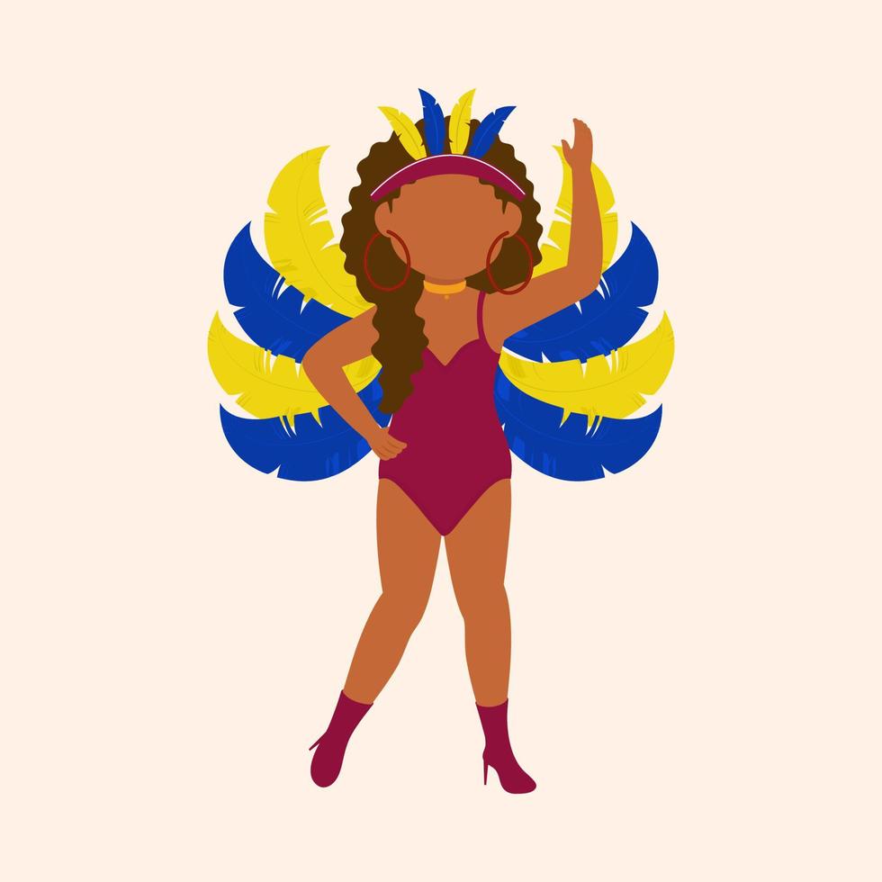 Faceless Female Samba Dancer Character On Cosmic Latte Background. vector