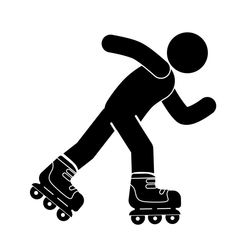 illustration of a person using roller skates. stick figure. pictogram vector