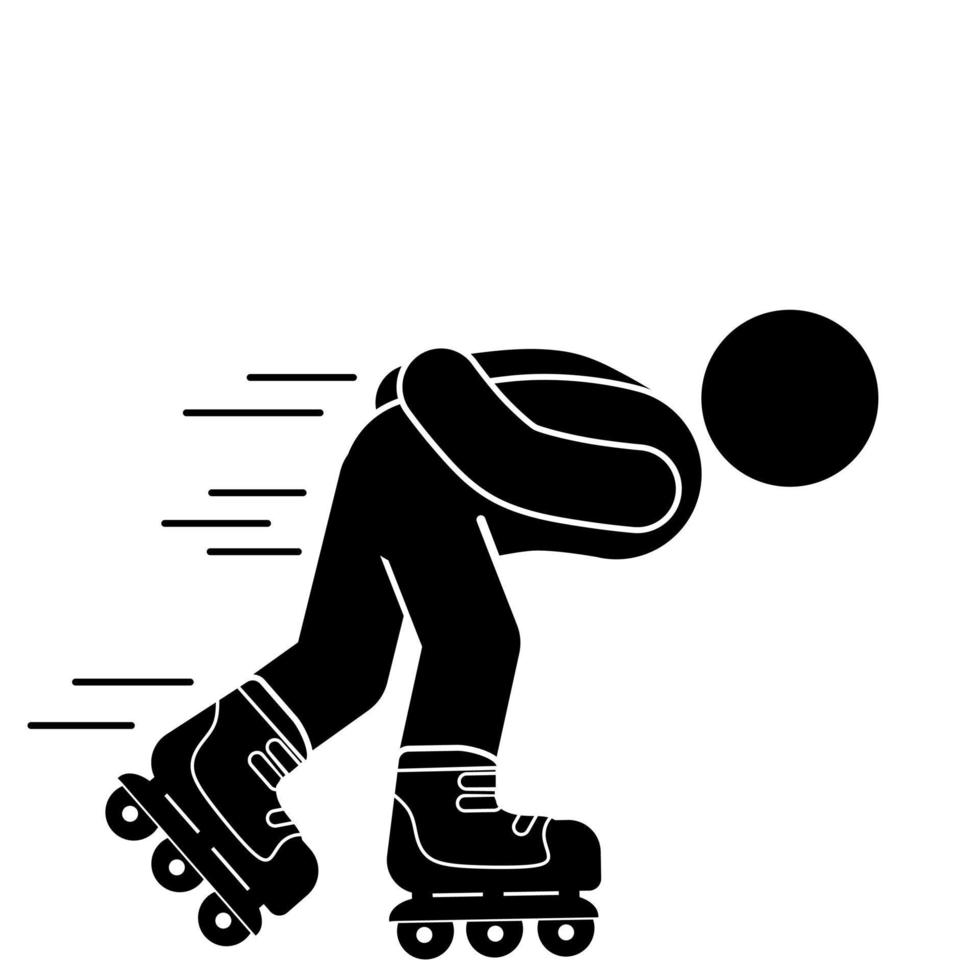 illustration of a person using roller skates. stick figure. pictogram vector