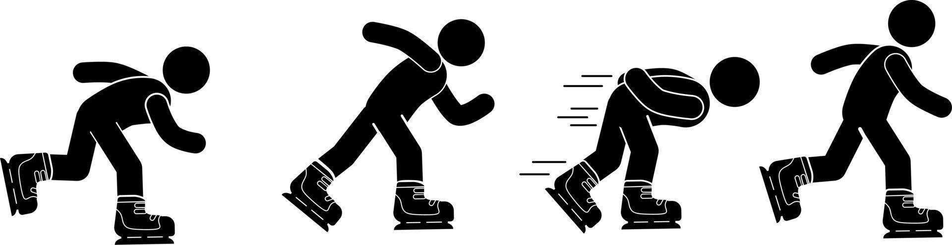 Ice Skating Vector Illustration. stick figure. pictogram.